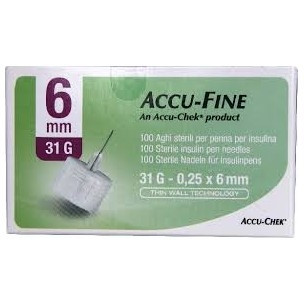 AGO PER PENNA DA INSULINA ACCU-FINE PEN NEEDLE ACCU-CHEK GAUGE 31 X 6MM 100 PEZZI - Doctor Vinz