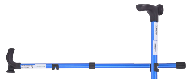 BASTONE CON IMPUGNATURA PALMARE DESTRA CANNA IN LEGA GRIGIO+IMPUGNATURA NERO - Doctor Vinz