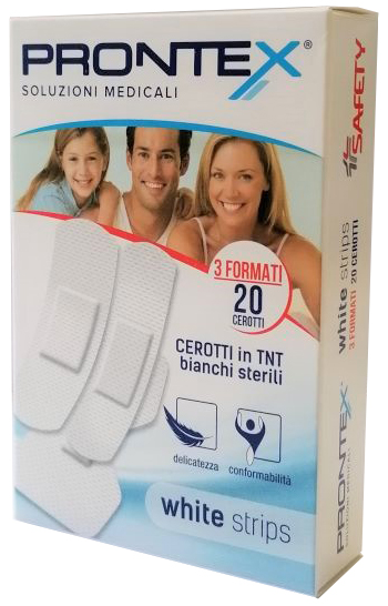 CEROTTO PRONTEX WHITE STRIPS IN TESSUTO NON TESSUTO BIANCO STERILE 3 FORMATI 20 PEZZI - Doctor Vinz