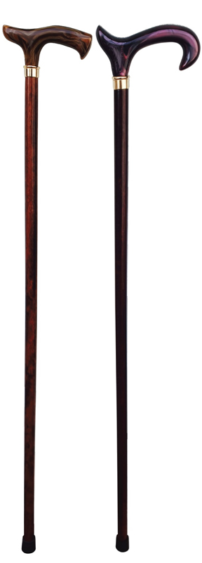 BASTONE LEGNO UOMO IMPUGNATURA FISIOLOGICA MARMORIZZATO LEGNO SCURO - Doctor Vinz