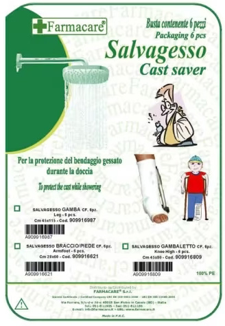 SALVAGESSO PER GAMBALETTO UTILE PER LA PROTEZIONE DEL GESSO DURANTE LA DOCCIA 6 PEZZI - Doctor Vinz