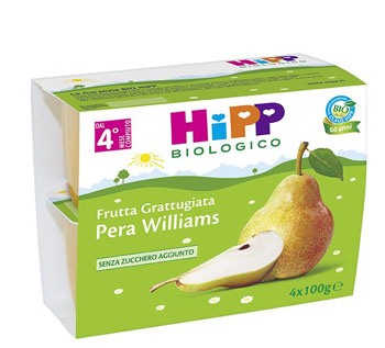 HIPP BIO HIPP BIO FRUTTA GRATTUGGIATA PERA WILLIAMS 4X100 G - Doctor Vinz