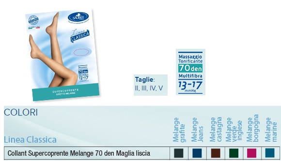 SAUBER COLLANT 70 DENARI SUPER COPRENTE MAGLIA LISCIA MELANGE JEANS 4 LINEA CLASSICA - Doctor Vinz
