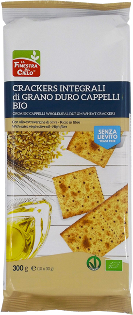 FSC CRACKERS INTEGRALI DI GRANO DURO SENATORE CAPPELLI SENZA LIEVITO BIO VEGAN CON OLIO EXTRAVERGINE DI OLIVA 300 G - Doctor Vinz