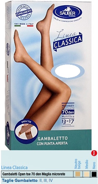 SAUBER GAMBALETTO OPEN TOE MAGLIA MICRORETE 70 DEN COLORE MEDIO TAGLIA 2 LINEA CLASSICA - Doctor Vinz