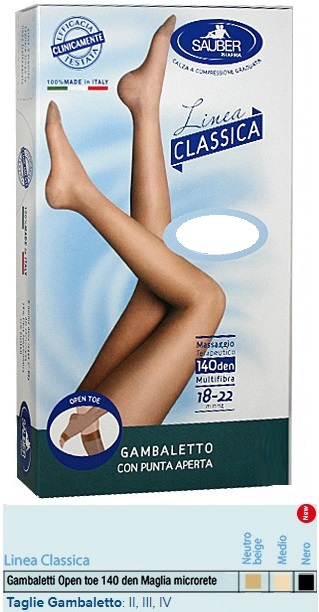 SAUBER GAMBALETTO OPEN TOE MAGLIA MICRORETE 140 DEN COLORE NEUTRO BEIGE TAGLIA 3 LINEA CLASSICA - Doctor Vinz