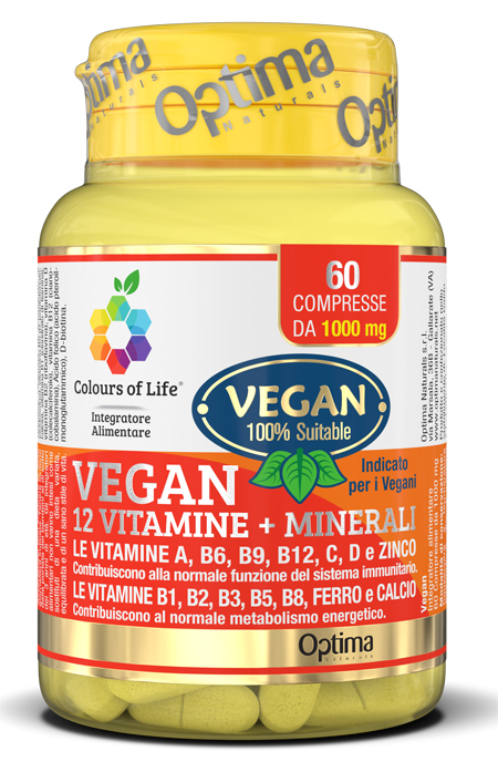 COLOURS OF LIFE VEGAN 12 VITAMINE + 3 MINERALI 60 COMPRESSE - Doctor Vinz