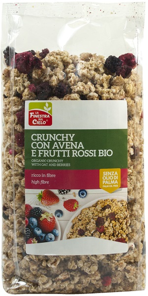 FSC CRUNCHY CON AVENA E FRUTTI ROSSI BIO AD ALTO CONTENUTO DI FIBRE CON OLIO DI GIRASOLE SENZA OLIO DI PALMA 375 G - Doctor Vinz