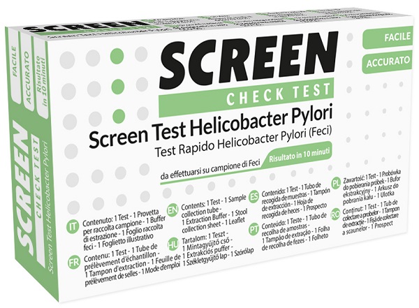 TEST RAPIDO PER L'INDIVIDUAZIONE DEGLI ANTIGENI HELICOBACTER PYLORI NELLE FECI UMANE SCREEN CHECK TEST HELICOBACTER/PYLORI - Doctor Vinz