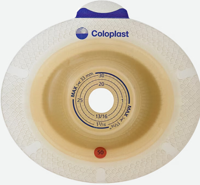 PLACCA PER UROSTOMIA SISTEMA A 2 PEZZI SENSURA XPRO CONVEX LIGHT FORO RITAGLIABILE 15-33MM FLANGIA 50MM 5 PEZZI - Doctor Vinz