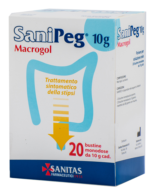 MACROGOL POLVERE PER SOLUZIONE ORALE SANIPEG 10G 20BUSTE - Doctor Vinz