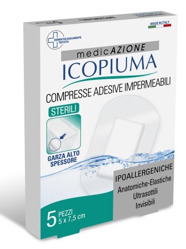 GARZA COMPRESSA ICOPIUMA MEDICATA POSTOPERATORIA 5X7,5 CM 5 PEZZI - Doctor Vinz