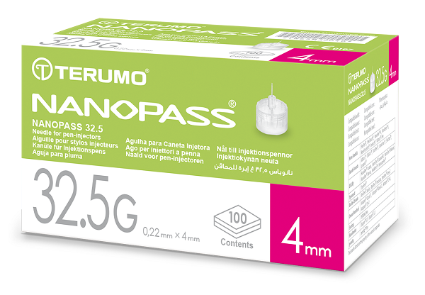 AGO PER PENNA DA INSULINA NANOPASS 32,5 GAUGE LUNGHEZZA 4 MM 100 PEZZI - Doctor Vinz