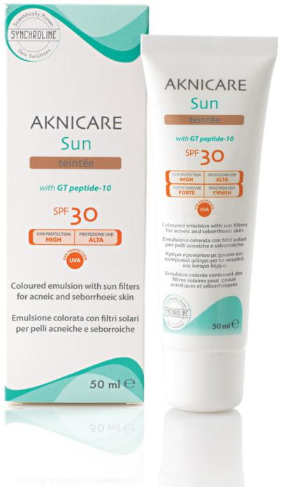 CREMA COLORATA PROTETTIVA SOLARE PER PELLE ACNEICA AKNICARE SUN TEINTEE' DORE' TUBETTO 50 ML - Doctor Vinz