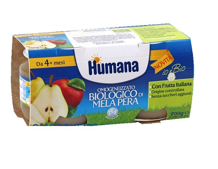 HUMANA OMOGENEIZZATO MELA/PERA BIO 2 VASETTI 100 G - Doctor Vinz