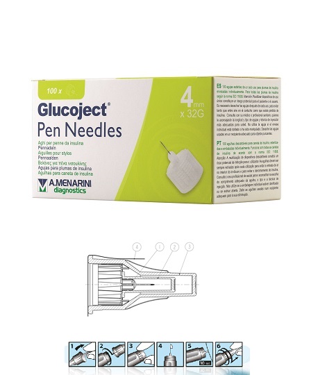AGO PER PENNA DA INSULINA GLUCOJECT LUNGHEZZA 4 MM GAUGE 32 100 PEZZI - Doctor Vinz