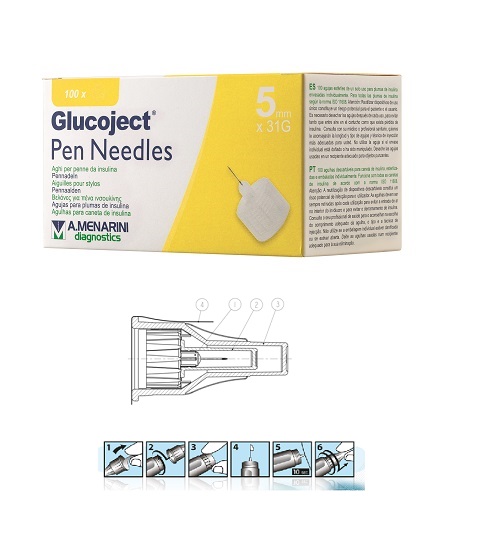 AGO PER PENNA DA INSULINA GLUCOJECT LUNGHEZZA 5 MM GAUGE 31 100 PEZZI - Doctor Vinz