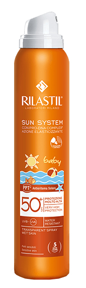 RILASTIL SUN SYSTEM BABY PPT SPF 50+ TRANSPARENT SPRAY WET SKIN 200 ML - Doctor Vinz