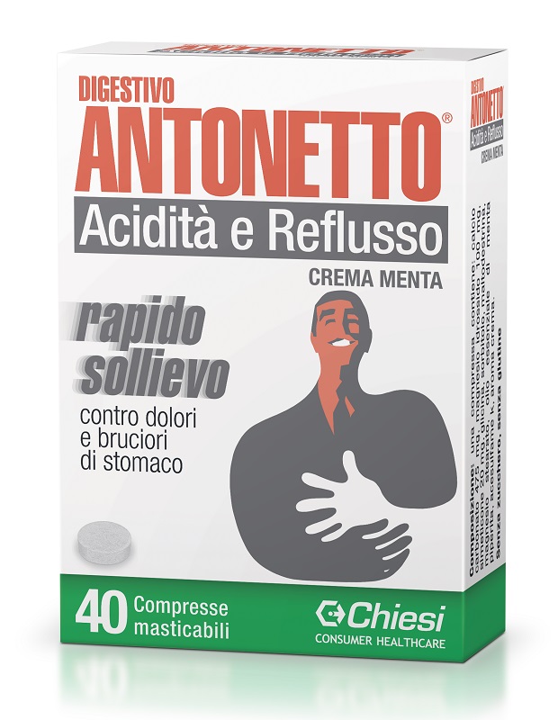 DIGESTIVO ANTONETTO ACIDITA' E REFLUSSO CREMA ALLA MENTA 40 COMPRESSE MASTICABILI - Doctor Vinz