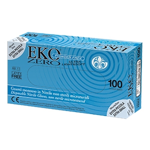 GUANTO MONOUSO IN NITRILE BLU SUPERFICIE MICRORUVIDA EKO ZERO PW SENZA POLVERE MISURA 9 LARGE 100 PEZZI - Doctor Vinz