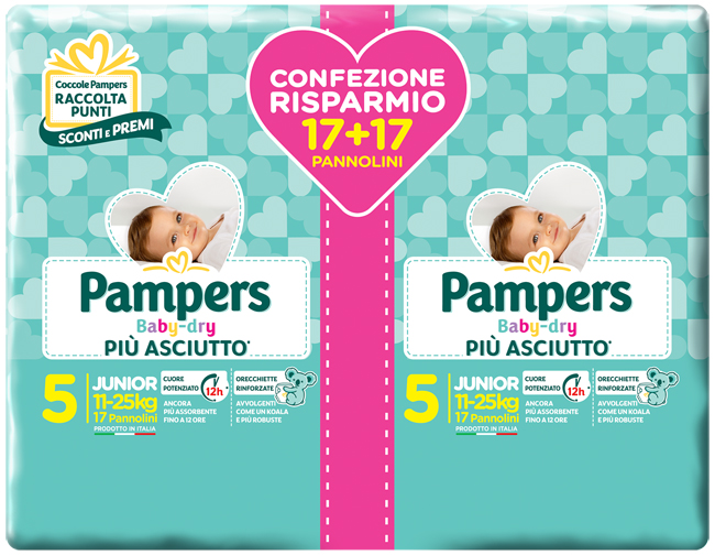 PAMPERS BABY DRYDUO DWCT JUNIOR X 34 PEZZI - Doctor Vinz