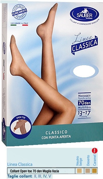 SAUBER COLLANT OPEN TOE MAGLIA LISCIA 70 DEN COLORE NEUTRO BEIGE TAGLIA 2 LINEA CLASSICA - Doctor Vinz