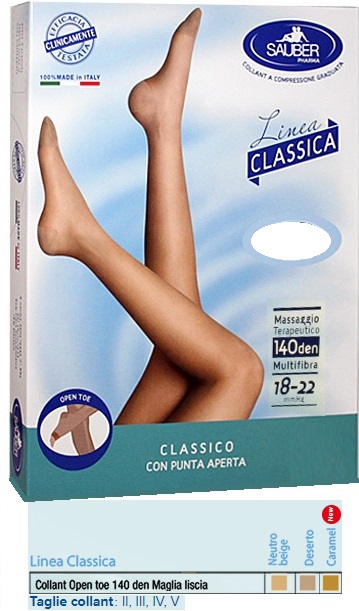 SAUBER COLLANT OPEN TOE MAGLIA LISCIA 140 DEN COLORE NEUTRO BEIGE TAGLIA 3 LINEA CLASSICA - Doctor Vinz