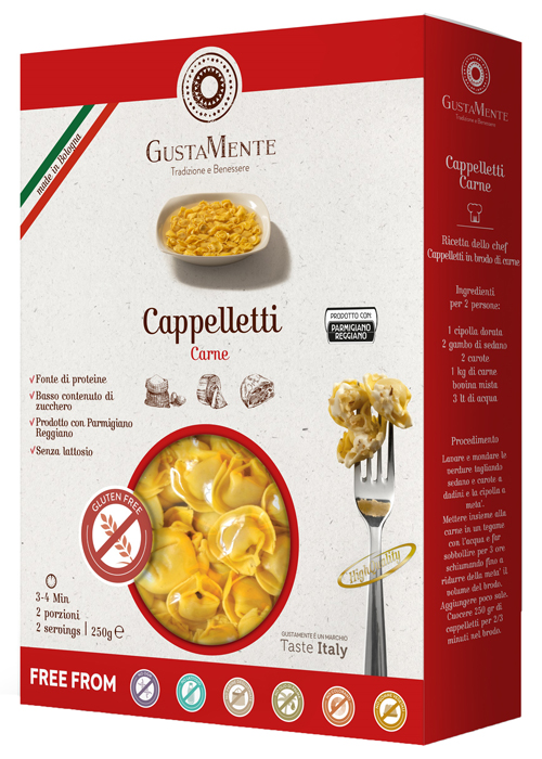 GUSTAMENTE CAPPELLETTI CARNE PASTA ALL'UOVO RIPIENA 250 G - Doctor Vinz