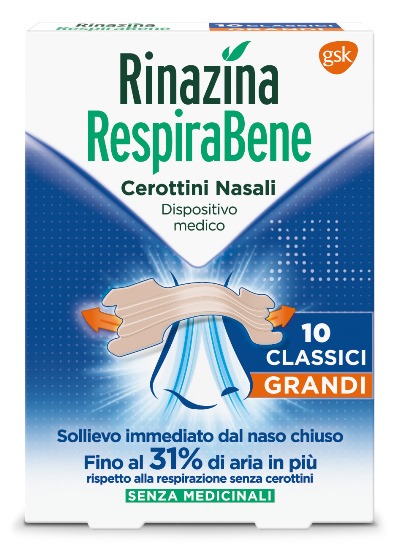 RINAZINA RESPIRABENE CEROTTI NASALI CLASSICI GRANDI CARTON 10 PEZZI - Doctor Vinz