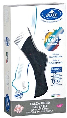 SAUBER CALZA UOMO FANTASIA Q-SKIN 70 DEN BLU POIS ROSSI TAGLIA M - Doctor Vinz