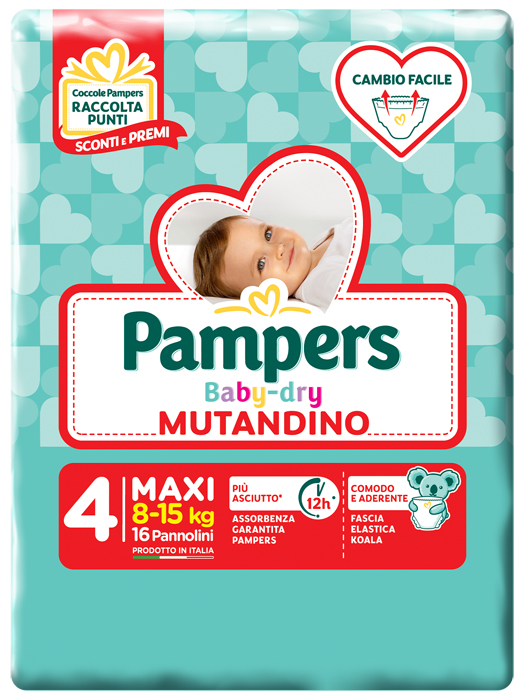 PAMPERS BABY DRY MUTANDINO SM TAGLIA 4 MAXI SMALL PACK 16 PEZZI - Doctor Vinz