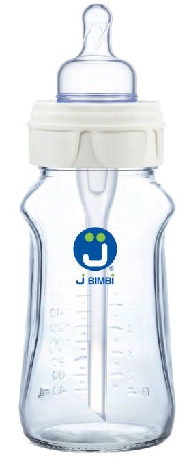 J BIMBI B FREE SUPER GLASS 260 ML BIBERON IN VETRO CON CANULA ANTICOLICHE E TETTARELLA IN SILICONE - Doctor Vinz