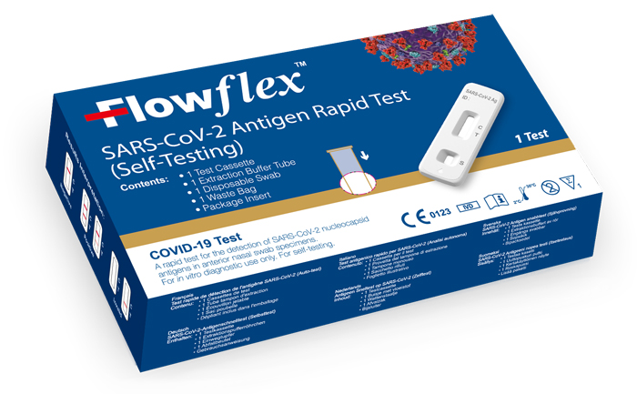 TEST ANTIGENICO RAPIDO COVID-19 FLOWFLEX AUTODIAGNOSTICO DETERMINAZIONE QUALITATIVA ANTIGENI SARS-COV-2 IN TAMPONI NASALI MEDIANTE IMMUNOCROMATOGRAFIA PROVETTA CON ALLUMINIO - Doctor Vinz