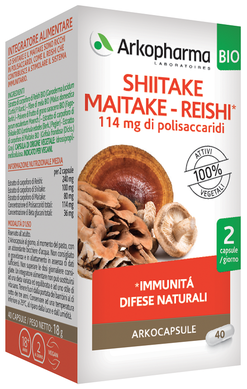 ARKOCAPSULE SHIITAKE MAITAKE REISHI BIO 40 CAPSULE - Doctor Vinz