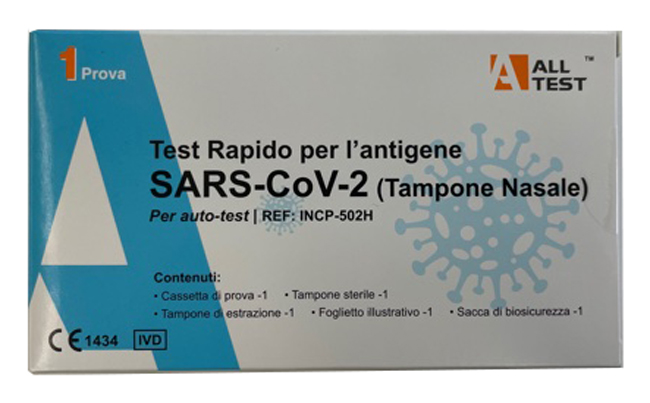 TEST ANTIGENICO RAPIDO COVID-19 ALLTEST AUTODIAGNOSTICO DETERMINAZIONE QUALITATIVA ANTIGENI SARS-COV-2 IN TAMPONI NASALI MEDIANTE IMMUNOCROMATOGRAFIA - Doctor Vinz