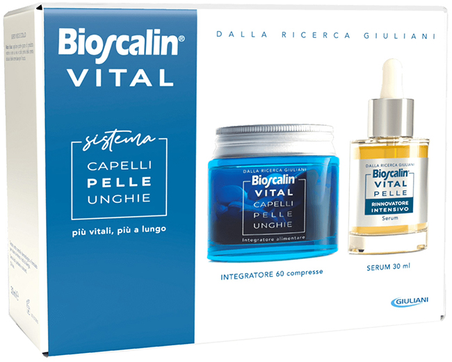 BIOSCALIN VITAL SISTEMA CAPELLI PELLE & UNGHIE BIOSCALIN CAPELLI PELLE & UNGHIE 60 COMPRESSE + SIERO RIGENERANTE VISO 30 ML - Doctor Vinz