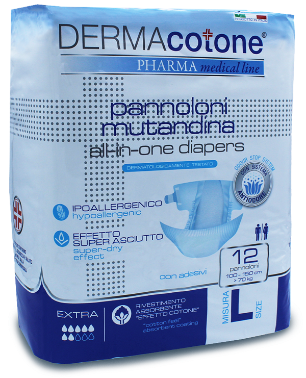 PANNOLONE MUTANDINA PER INCONTINENZA DERMACOTONE L 12 PEZZI - Doctor Vinz