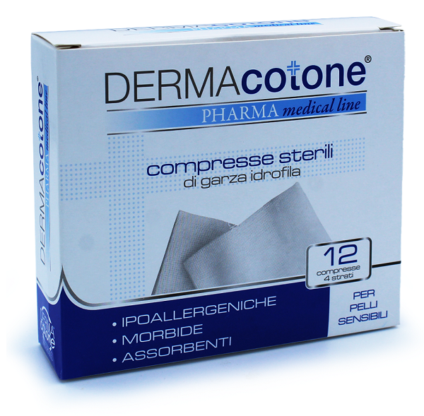 GARZA IDROFILA COMPRESSA DERMACOTONE 4 STRATI 7,5X7,5CM 12 PEZZI - Doctor Vinz