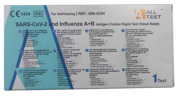TEST ANTIGENICO RAPIDO COVID-19 ALLTEST AUTODIAGNOSTICO DETERMINAZIONE QUALITATIVA ANTIGENI SARS-COV-2 E INFLUENZA A+B IN TAMPONI NASALI MEDIANTE IMMUNOCROMATOGRAFIA - Doctor Vinz