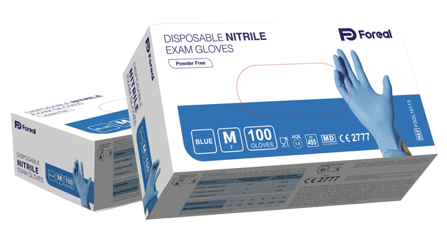 GUANTO NITRILE BLU FOREAL SENZA POLVERE M 100 PEZZI - Doctor Vinz