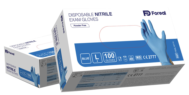 GUANTO NITRILE BLU FOREAL SENZA POLVERE L 100 PEZZI - Doctor Vinz